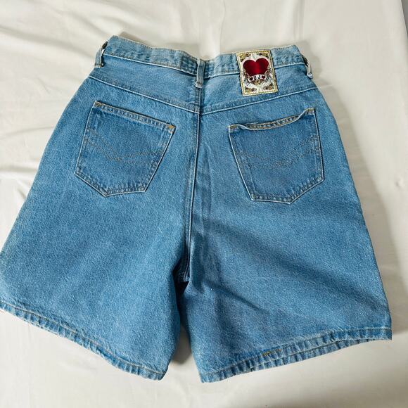 Vintage 1980s JouJou Purple "Leather" Color Block Denim Jean Shorts Jorts - Picture 7 of 7